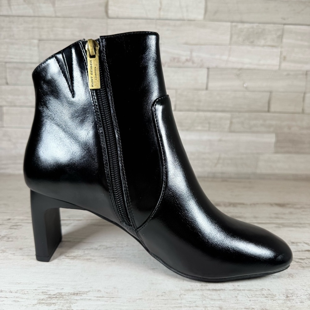 Kurt Geiger London Black Chelsea Square Toe Eagle Head Leather Boots 36.5 -6.5US - Picture 9 of 15